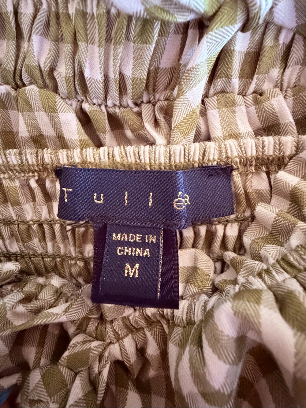 Tulle Olive Gingham A-Line Midi Skirt - Picture 3 of 3